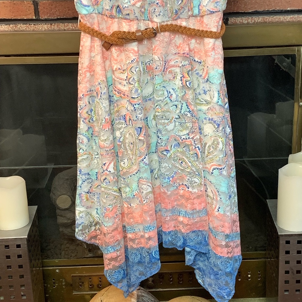 A.U.W. Sleeveless Paisley Print Dress SZ-L - Picture 3 of 7